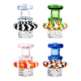 Smoking Colourful Pyrex Thick Glass 29mm Twist Helix Carb Cap Multi-directional Airflow Waterpipe Oil Rigs Wig Wag Bong Quartz Bowl Cigarette Dabber Holder DHL Free