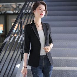 Women's Suits & Blazers Fashion Black Blazer Women Half Sleeve Jackets Slim Office Ladies Work Wear Uniforms OL StylesWomen's