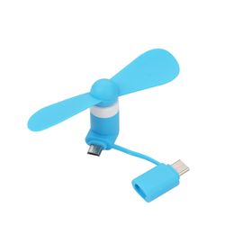 Mini Fans 2 in 1 Cooling Fan Portable Power MICRO USB type-c Fan for Samsung OTG Android Huawei phones With bags Package