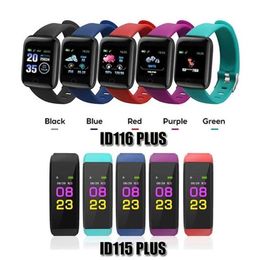 id115 plus smart wristband Canada - ID115 ID116 PLUS Smart Wristband Bracelet Watch Heart Rate Fitness Tracker ID115HR Waterproof Watchband For Android Cellphones Mi 203e