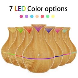 Electric humidifier aroma oil diffuser ultra wood air USB cool mini mist maker LED lights for home office Y200113