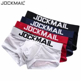 JOCKMAIL 4PCS/Lot Sexy Men Underwear Boxer Breathable Mesh Male Underpants U convex Men Boxer Mens Trunks Summer men's clothes T200620