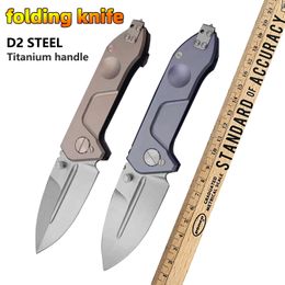 the survival Australia - D2 Steel Outdoor Pocket Knife Titanium Alloy Handle Back Clip Frame Lock Folding Knife Camping Fishing Survival Adventure EDC Hand Tools 2 Colors Optional