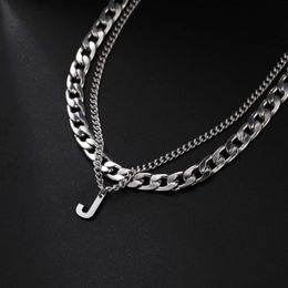 Chains Teamer Multi-layer Chain Choker Necklace For Men Letter Alphabet Initial Name Charm Fashion Chunky Cuban Necklaces JewelryChains