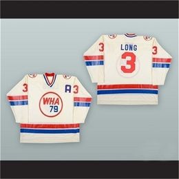 C26 Nik1 374040Nik1 tage Men WHA 3 Barry Long 1978-79 WHA All Star embroidery Game White Hockey Jersey Custom