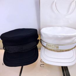 hi tops UK - 22ss 2color High Quality Brand D Letter Beret Caps Luxury Designer Women PU Leather Berets Dome Painter Hat Lady Outdoor Travel Bonnet Cap
