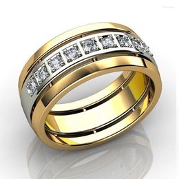 Wedding Rings Huitan 2022 Couple For Women/Men Anniversary Ring With Shiny CZ Eternity Accessories Classic Jewelry Wholesale Wynn22