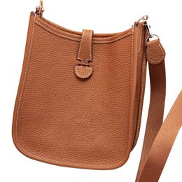 brown leather satchels Australia - Designer Shoulder Bag for Women Messenger Bags Luxury Men Crossbody Purse Fashion Cross Body Handbag Man Classic Soft Grain Cowhide Leather Perforated Woman Purses
