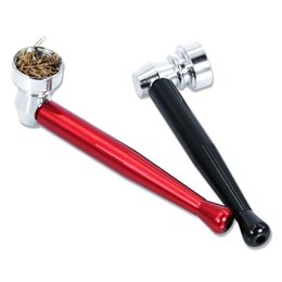 93MM Flexible Metal Hand Smoking Pipe with Metal Bowl for Dry Herb Smoke Accessories Wholesale Mix Colour