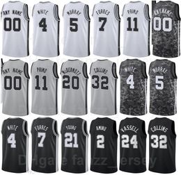 Screen Printed Basketball Al-Farouq Aminu Jersey 2 Doug McDermott 20 Joshua Primo 11 Lonnie Walker IV 1 Jakob Poeltl 25 Dejounte Murray 5 White Camo Men Woman Youth