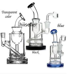 Mini Oil Rigs Hookahs Recycler Bong Thick Glass Water pipes Smoking Accessory with 10mm Banger 18cm height