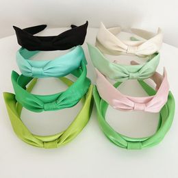 Fashion Women Headband Solid Color Turban Spring Summer Hairband Big Bowknot Headwear Adult Hair Accessories