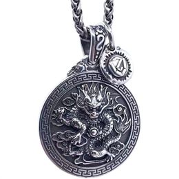 Titanium Steel Round Dragon Pendant Necklace Male Personality Hip-Hop Hipster Fashion Street All-Match Sweater Chain Jewellery