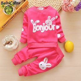 BabiColor Baby Girls Clothes Sets Spring and Autumn Clothing Kids Sport Suit Cartoon Sweatshirts+Pants Tracksuit Set 220509