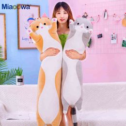 130Cm Cute Soft Long Cat Pillow Plush Toys Filled Pause Office Duffel Pillow Bed Sleep Pillow Home Decor Gift doll For ldren Girl J220729