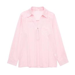 Women's Blouses & Shirts Summer Women's Linen Pink Long Sleeve Top With Button Mujer Blusas Vintage Casual Loose Woman Shirt Ladies Blou