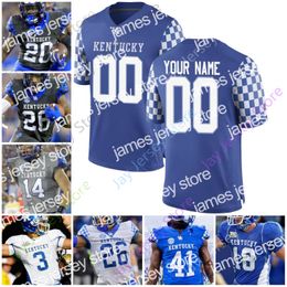 James 2020 Cutsom Kentucky Wildcats Football Jersey NCAA College Lynn Bowden Benjamin Snell Josh Allen Akeem Hayes Kavosiey Smoke