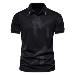 Men's Polos Mens Oversized Black Shirts 2022 Summer Fashion Male Letter Striped Short Sleeve Shirt Man Tops Para Hombre