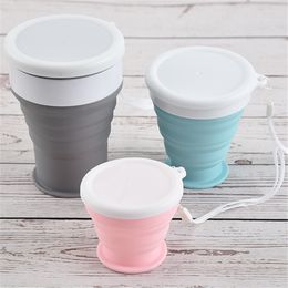 Silicone Collapsible Cup Folding Mug Coffee Tumbler 200ml/6oz 350ml/12oz Telescopic PP Lid BPA-Free Packed In Colour Box