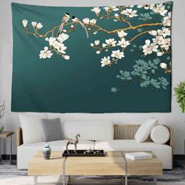 Flowers Birds Landscape Wall Carpet Plum Bossom Room Background Painting Boho Home Art Decor Good es Gift J220804
