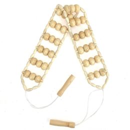 Wood Back Massage Roller Rope Wood Therapy Cellulite Tools Self Tools For Neck Leg Pain Relief 220712