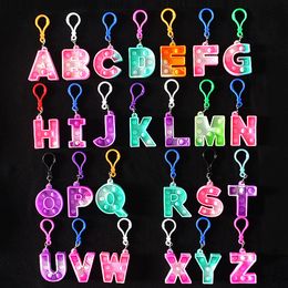 Bubble Colour Food Grade Silicone Toys Thinking Chess Puzzle Decompression Letter Keychain Pendant