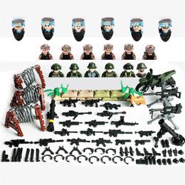 WW2 battlefield military Accessories Building Block Toys Germany Soviet US Soldiers Commandos Figures Weapons Guns Model Set 220715