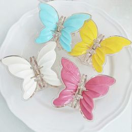 Korean Colorful Hair Claws Hair Clips for Women Girl Butterfly Acrylic Elegant Crab Ponytail Cute Headwear Hair Accessories