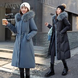 Women's Down & Parkas Large Fur Collar Double Sided Thick Jacket Women 2022 Winter Long Parka With A Hood Ladies Overcoat Female Warm Snow O