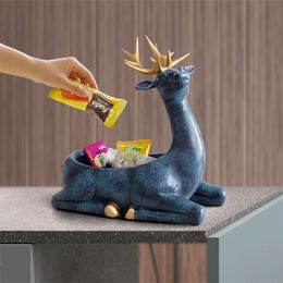 Home Decoration accessories modern home Desktop key phone storage box for living room ornaments resin Deer Figurines Gifts 220617