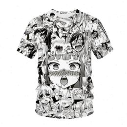 -Camisetas Anime 3D Imprimir Polo Camisa Hombres Mujeres Streetwear Hentai Pattern O-cuello Hip Hop Harajuku Tees Tops Sexy Girls