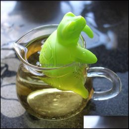 Turtle Tea Infuser Food Grade Sile Green Cute Strainer Creative Reusable Bag Drop Delivery 2021 Coffee Tools Drinkware Kitchen Dining Bar
