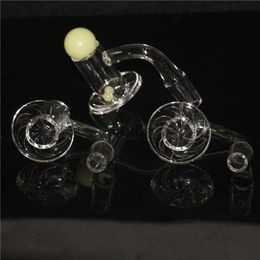 14mm male 20mm OD 2mm Smoking Blender Spin Quartz Banger with Glass Ball Carb Cap 90 degree flat top quartz nail for water bong dab rigs