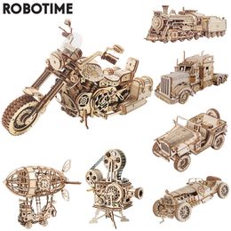 Robotime ROKR DIY 3D Wooden Puzzle Gear Model Building Kit Toys Gift for Children Teens 220418
