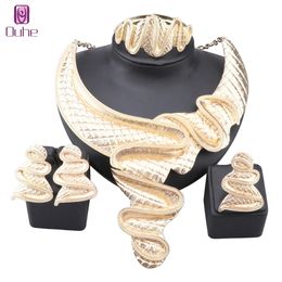 New Design Gold Colour Wedding Jewellery Sets For Party Necklace African Beads Jewellery