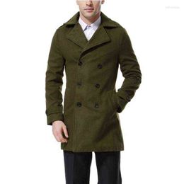 Men's Wool & Blends Mens Blend Classic Pea Coat Jacket Thick Coats Double Breasted Turn Down Collar Woollen Jackets Male Trench Will22 T220810