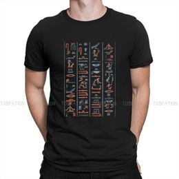 Men's T-Shirts Hieroglyphs Original Colors On Black Classic TShirt For Male Egyptian Ancient Egypt Culture Camisetas T Shirt Soft PrintedMen