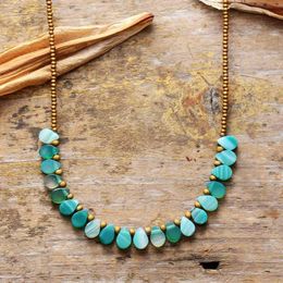 Chokers Women Necklaces Green Semiprecious Stone Seed Beads Short Collar Trendy Statement Costume Jewellery Mom Gifts