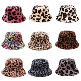 Hat New Style Bucket Hat Women's Female Autumn Winter Leisure Joker Leopard Grain Add Fleecy Warmth Windproof Fisherman Cap Tide G220418