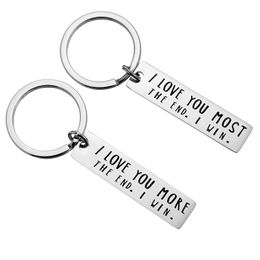 Stainless Steel Keychain Sundries Outdoor Outing Anti-lost Car Key Ring I LOVE YOU MORE THE END Valentine's Gift DIY Keychains BH6704 WLY