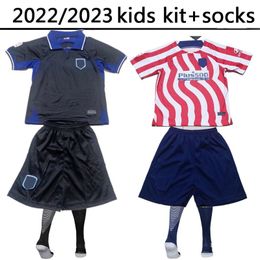 Soccer Jerseys 22 23 Atletico Kids Kit Socks De Joao Felix Madrid Suarez Correa Koke Dembele Carrasco M.llorente Diego Costa Saul