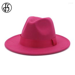 Wide Brim Hats Vintage Classic Felt Wool Jazz Fedora Cowboy Panama Cap For Women Men White Red Trilby Bowler Top HatWideWide Pros22