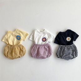 Melario born Boys Flower Clothing Sets Baby Cute Short Sleeve + Shorts 2pcs Suit Infant Girls Cotton Casual Loose Clothes Set 220507