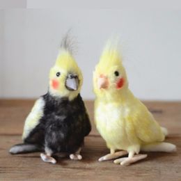 Lovely Bird Doll Simulated Cockatoo Plush Toy Black Cockatiel Yellow Parrots Stuffed Animal Creative Gifts for Kids Y200104