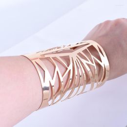 Charm Bracelets Wide Exaggerated Hollow Rose Gold Bracelet Fashion Punk Style Ladies Girl Jewelry Gifts Summer 2022Charm Lars22
