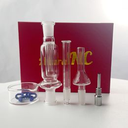 box water wholesale UK - 10mm Joint Mini Nector Collector 2 Colors Hookahs Kits Glass Dab Rigs & Titanium Nail Water Pipes Straw with Box NC01