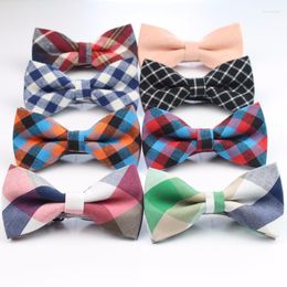 Bow Ties Men Tie Plaid Style Cotton Bowtie Casual Gravata Borboleta Butterfly Tartan Strip Colourful Fier22