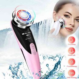 Face Massager High Frequency Ultrasonic Cleaning Skin Care Electroporation Lift Vibration Wrinkle Removal Anti Ageing Beauty 220510