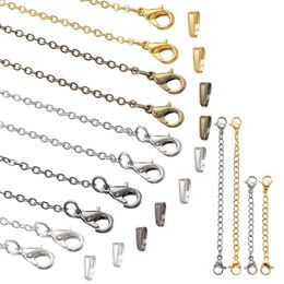 Chains About 79pcs/box Brass Cable Necklace With Snap On Bails Chain Extender DIY Jewelry Makings Bracelet NecklaceChains