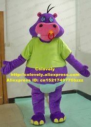 Mascot doll costume Fancy Purple Hippo Hippotamous Hippopotamus Behemoth River Horse Mascot Costume With Blue Belt Purple Skin No.4826 Free